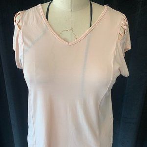 Pink Cross-Sleeve Top